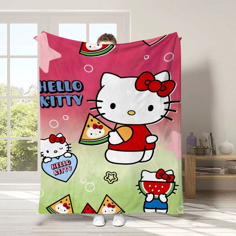 "Kawaii Hellos Cat Nap Blanket Sofa Winter Fluffy Soft Blankets for Bed Home Bedroom Decoration Bedspread the Throw Warm Knee 150x200CM "