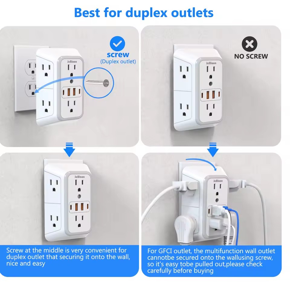 US Plug Power Strip with 6 AC Outlets & 4 USB Ports