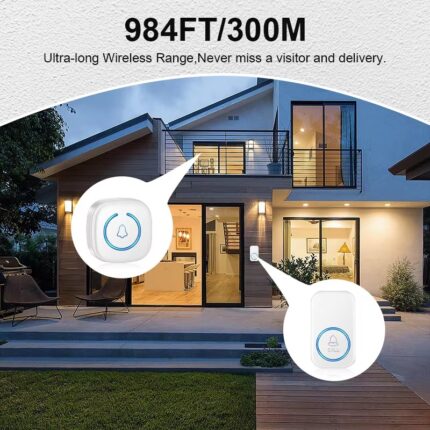 Wireless Doorbell – 300M Remote Smart Door Bell with 60 Melodies and Adjustable Volume