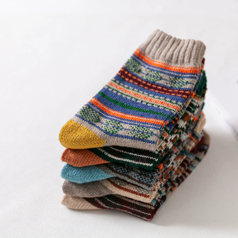 5 Pairs Men’s Thick Warm Wool Mid-Calf Socks