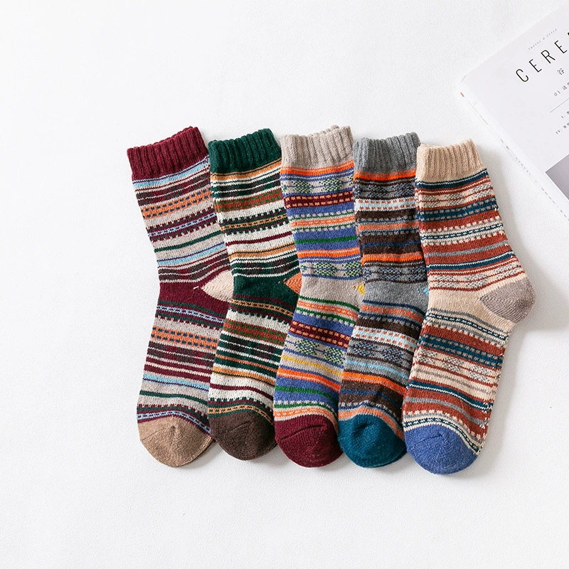 5 Pairs Men’s Thick Warm Wool Mid-Calf Socks