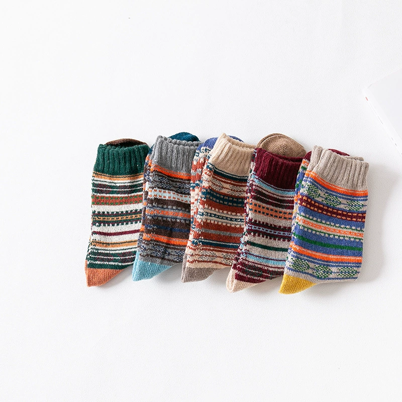 5 Pairs Men’s Thick Warm Wool Mid-Calf Socks