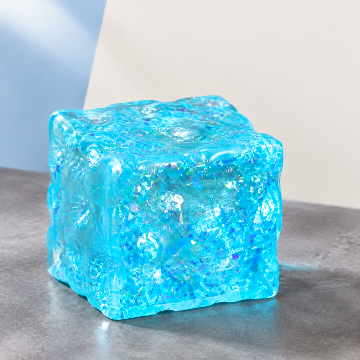 Glitter Cube Squishy – Colorful Sensory Stress Relief Fidget Toy