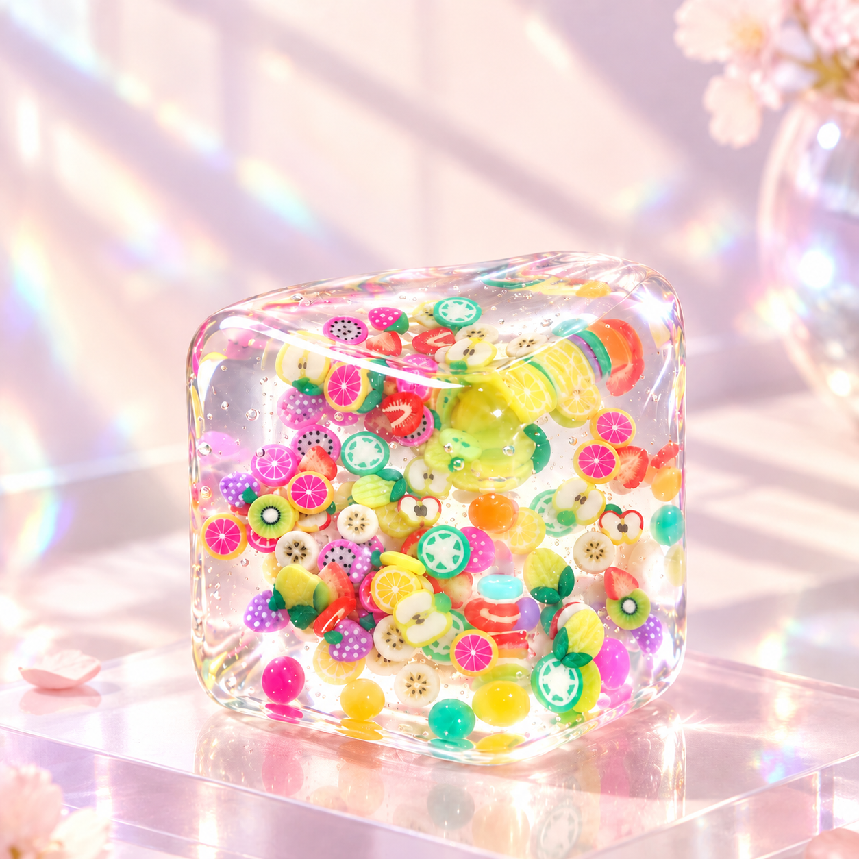 Glitter Cube Squishy – Colorful Sensory Stress Relief Fidget Toy