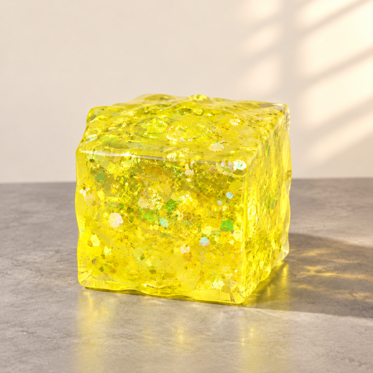 Glitter Cube Squishy – Colorful Sensory Stress Relief Fidget Toy