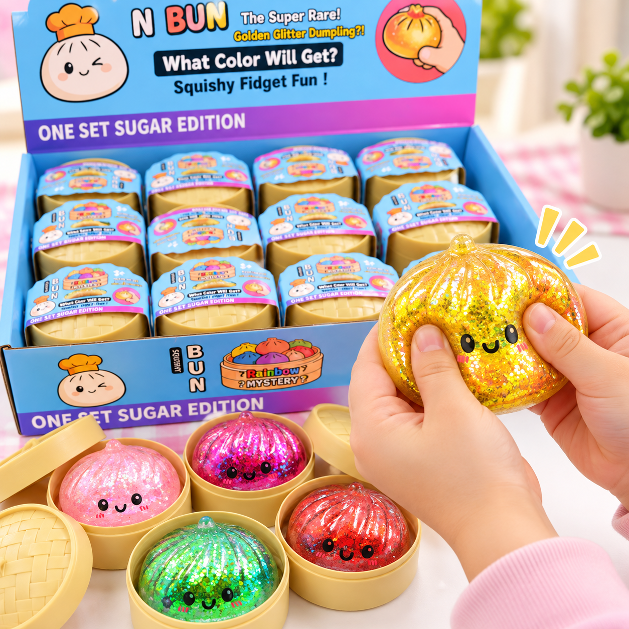 Glitter Dumpling Squishy Blind Box – Colorful Sensory Fidget Toy