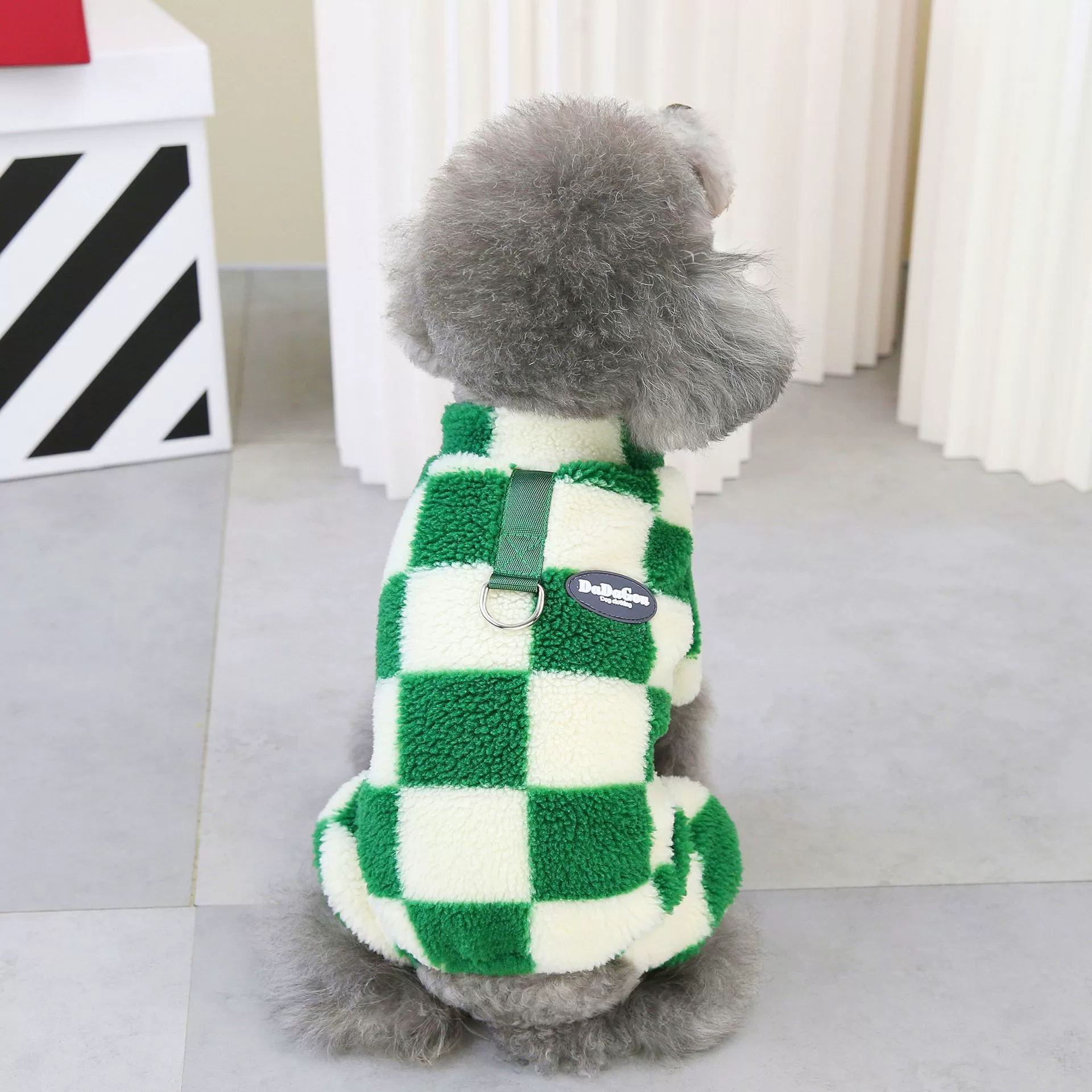 Checkered Pet Fleece Onesie for Dogs & Cats – Warm Winter Jumpsuit