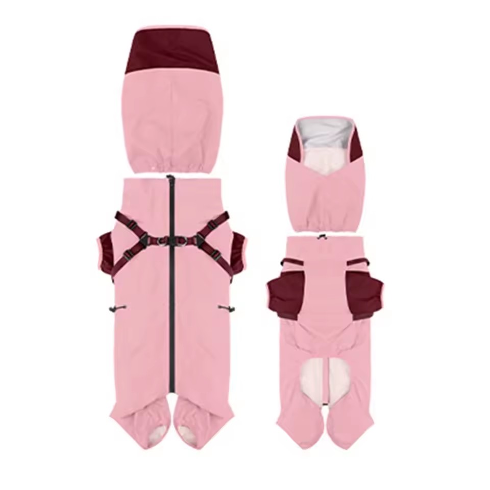 Full-Body Hooded Dog Raincoat – Adjustable Waterproof Pet Jumpsuit with Reflective Straps