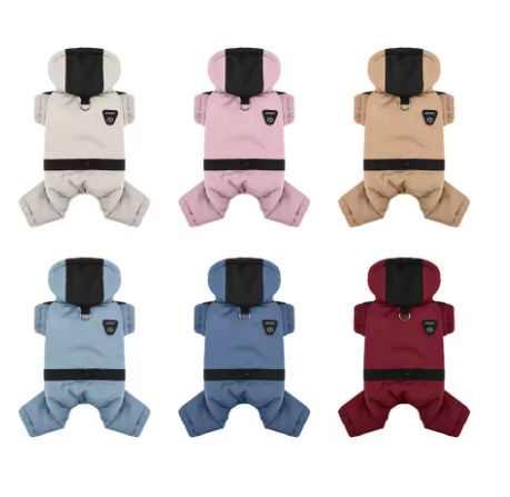 Full-Body Hooded Dog Snow Jacket – Warm Padded Winter Jumpsuit
