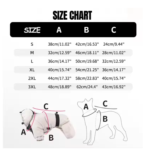 Full-Body Hooded Dog Snow Jacket – Warm Padded Winter Jumpsuit