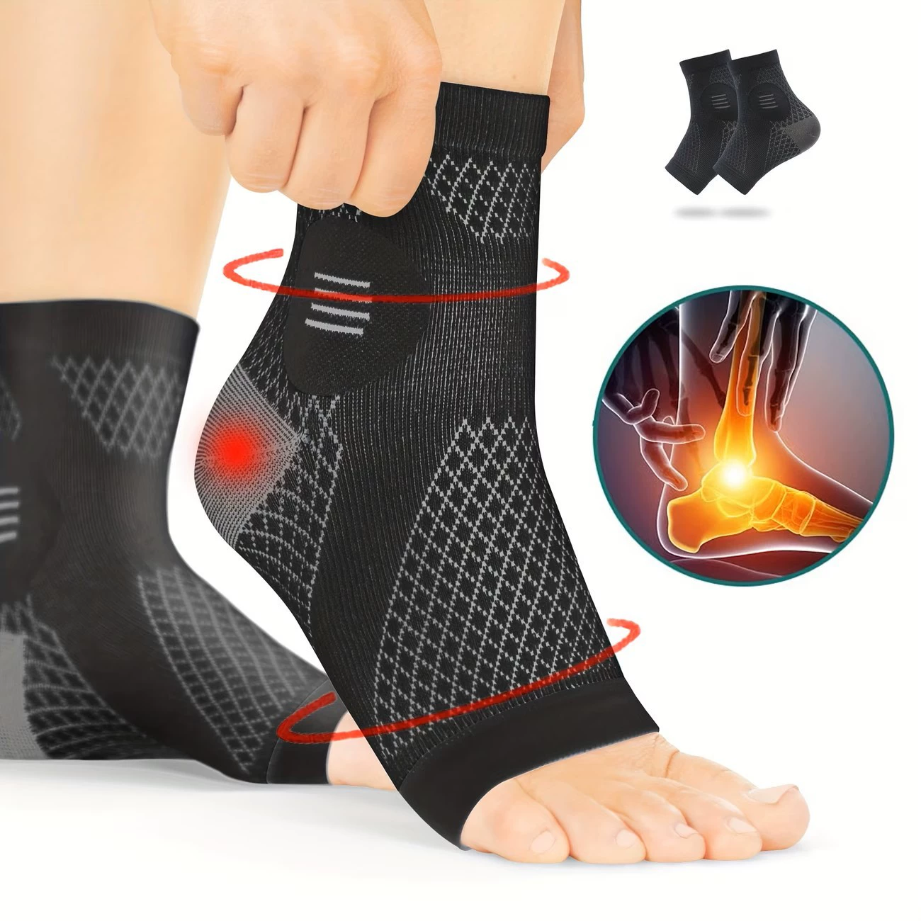 3 Pairs Ankle Compression Foot Sleeves
