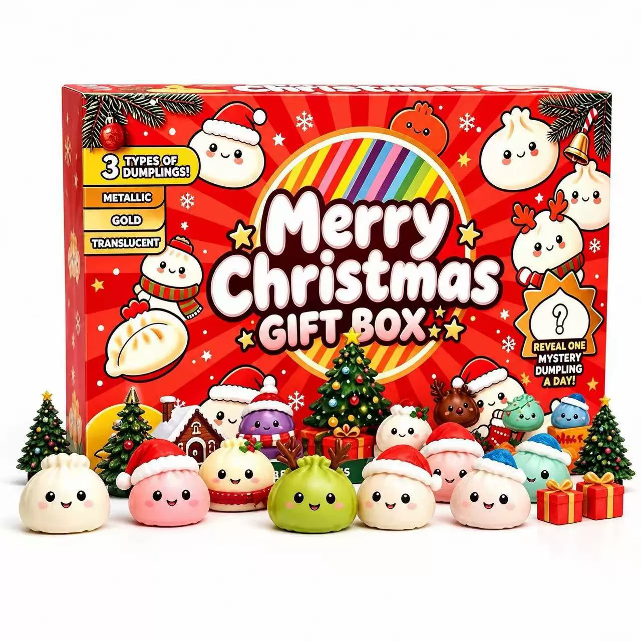 Christmas Dumpling Squishy Advent Calendar – 24-Piece Mystery Sensory Toy Gift Set