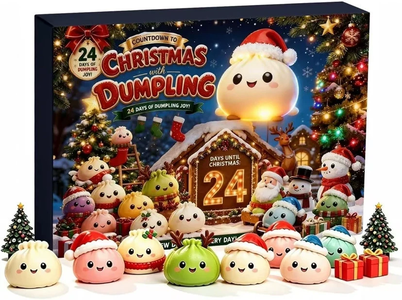 Christmas Dumpling Squishy Advent Calendar – 24-Piece Mystery Sensory Toy Gift Set