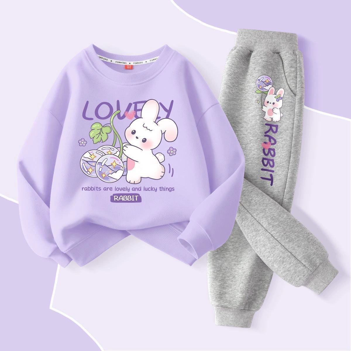 Girls’ Rabbit Sweatshirt & Jogger Pants Set