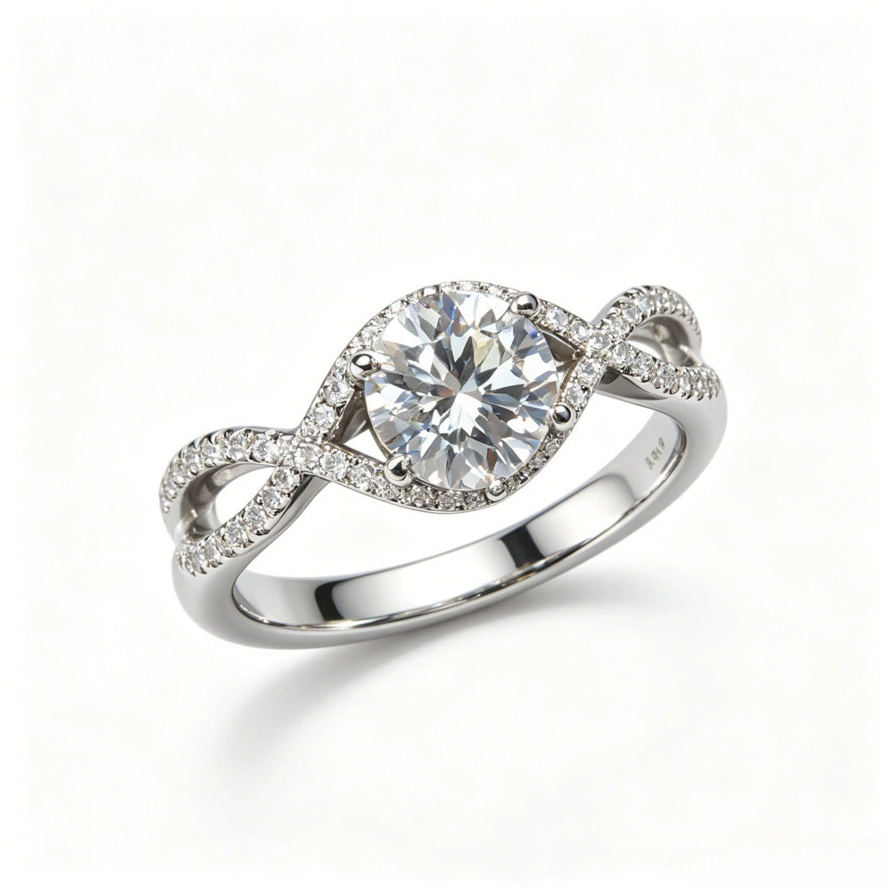 Women’s 1CT Round Twisted Engagement Ring