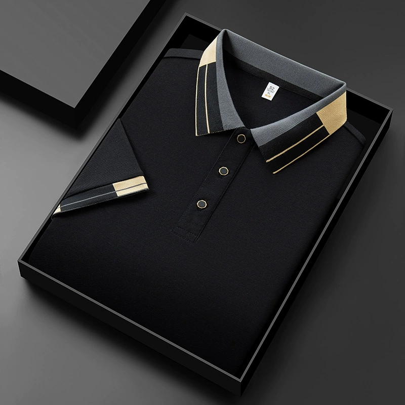 A refined men’s polo shirt combining classic tailoring, contrast detailing and versatile styling for business casual and everyday summer wear.