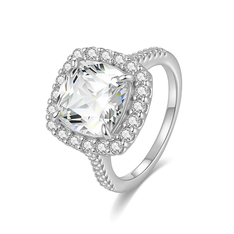 1CT Square Moissanite Engagement Ring