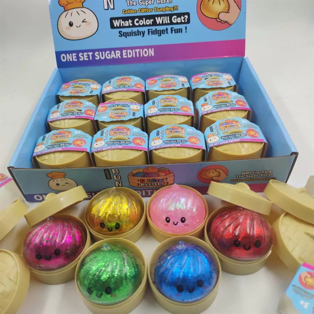Glitter Dumpling Squishy Blind Box – Colorful Sensory Fidget Toy