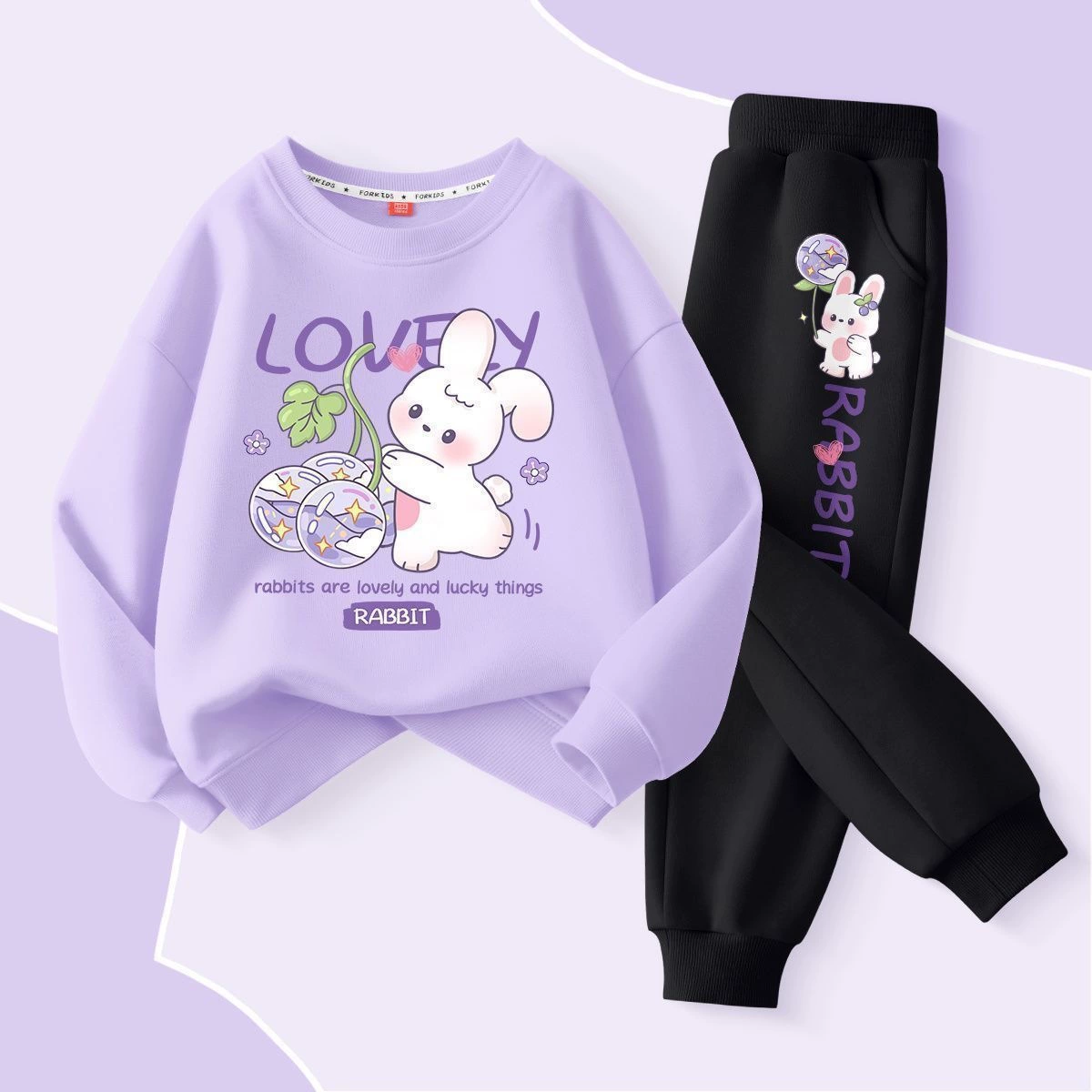 Girls’ Rabbit Sweatshirt & Jogger Pants Set