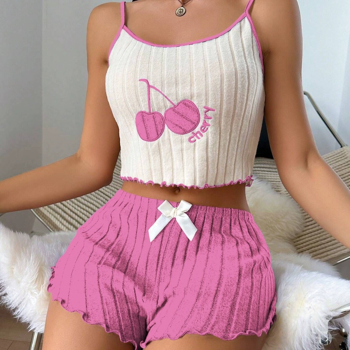 Women’s Ribbed Cami & Shorts Pajama Set