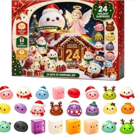 Christmas Dumpling Squishy Advent Calendar – 24-Piece Mystery Sensory Toy Gift Set