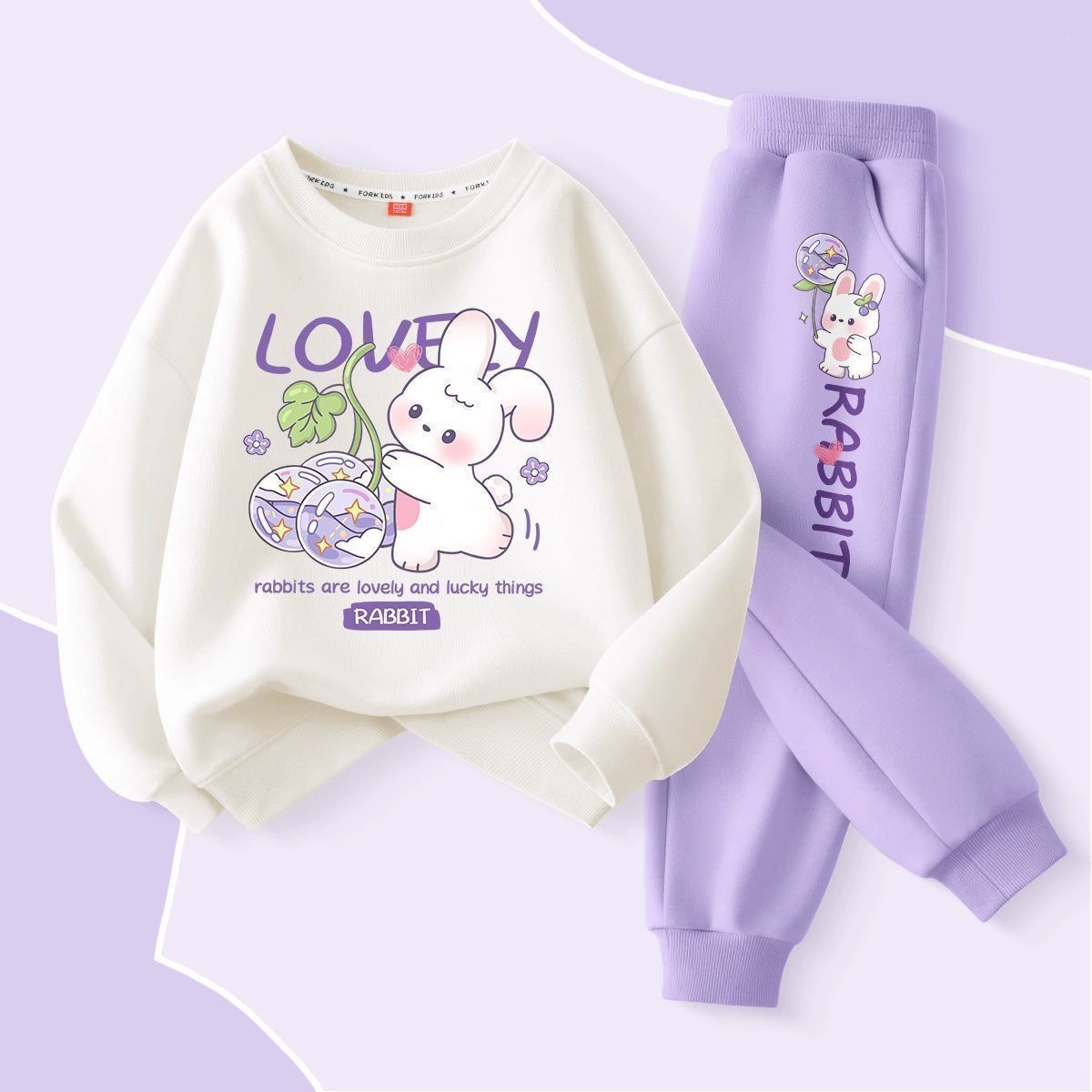 Girls’ Rabbit Sweatshirt & Jogger Pants Set