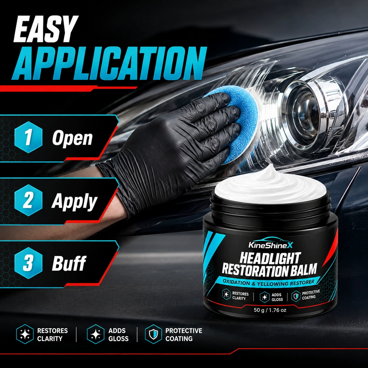 Car Headlight Restoration Balm – Oxidation & Yellowing Polish