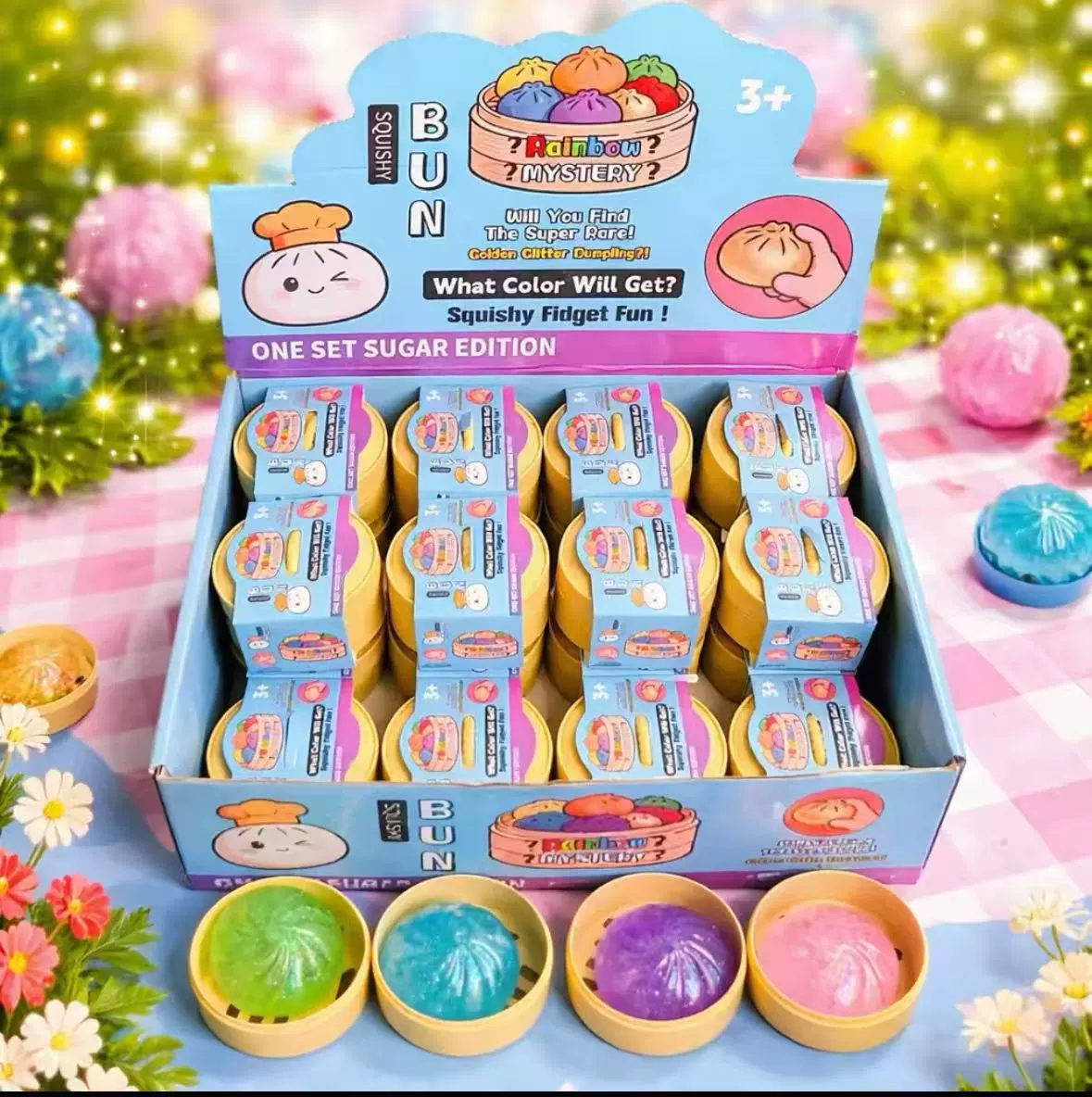 Glitter Dumpling Squishy Blind Box – Colorful Sensory Fidget Toy