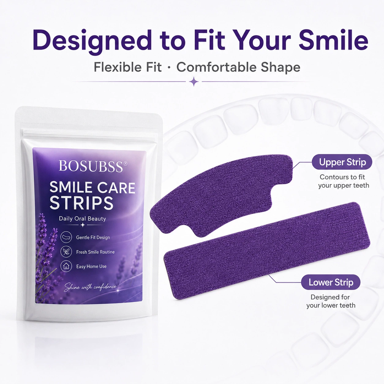 10PCS Purple Smile Care Teeth Strips
