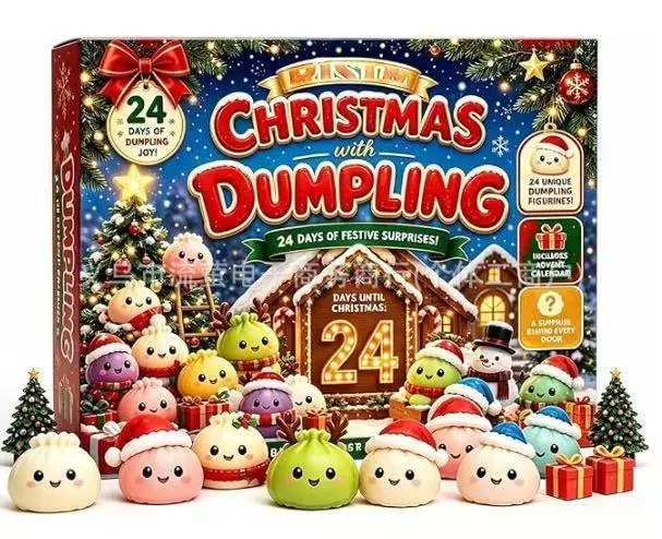 Christmas Dumpling Squishy Advent Calendar – 24-Piece Mystery Sensory Toy Gift Set