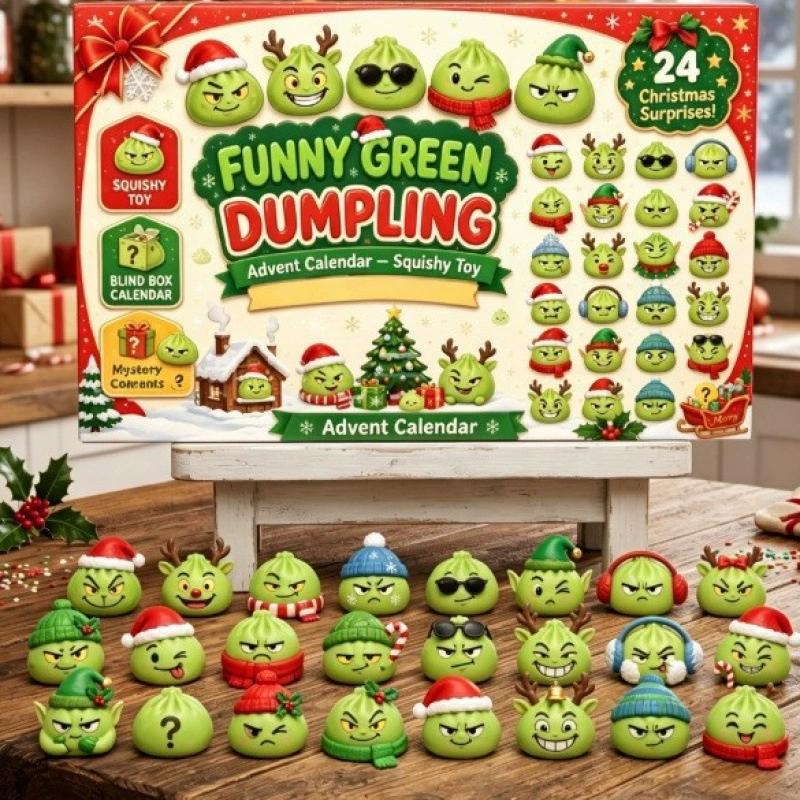 Christmas Dumpling Squishy Advent Calendar – 24-Piece Mystery Sensory Toy Set