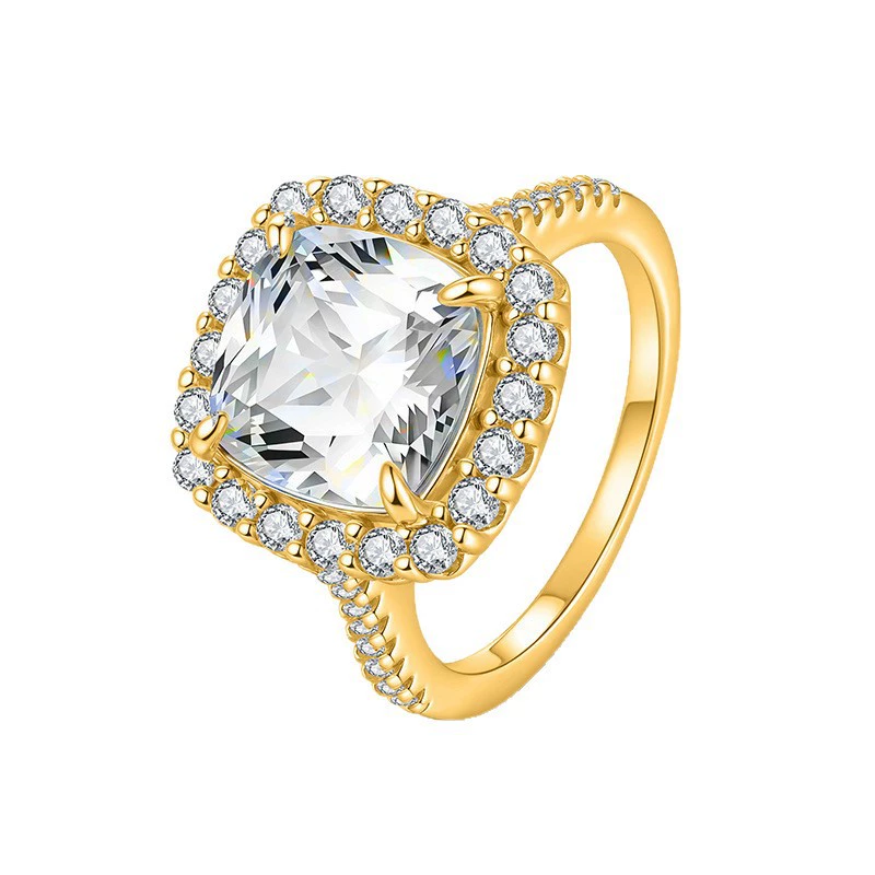 1CT Square Moissanite Engagement Ring