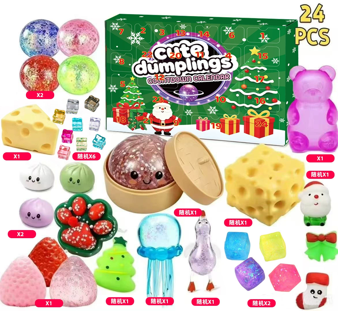 Squishy Advent Calendar – 12/24-Piece Mystery Sensory Fidget Toy Set