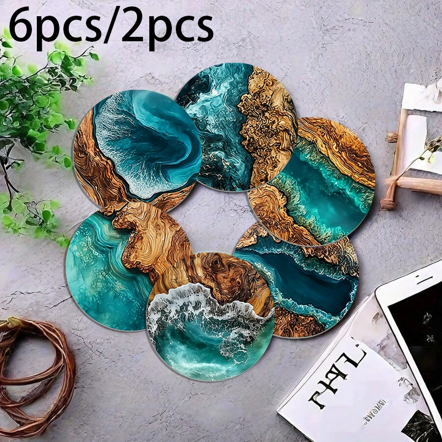 6PCS Vintage Wooden Coaster Set