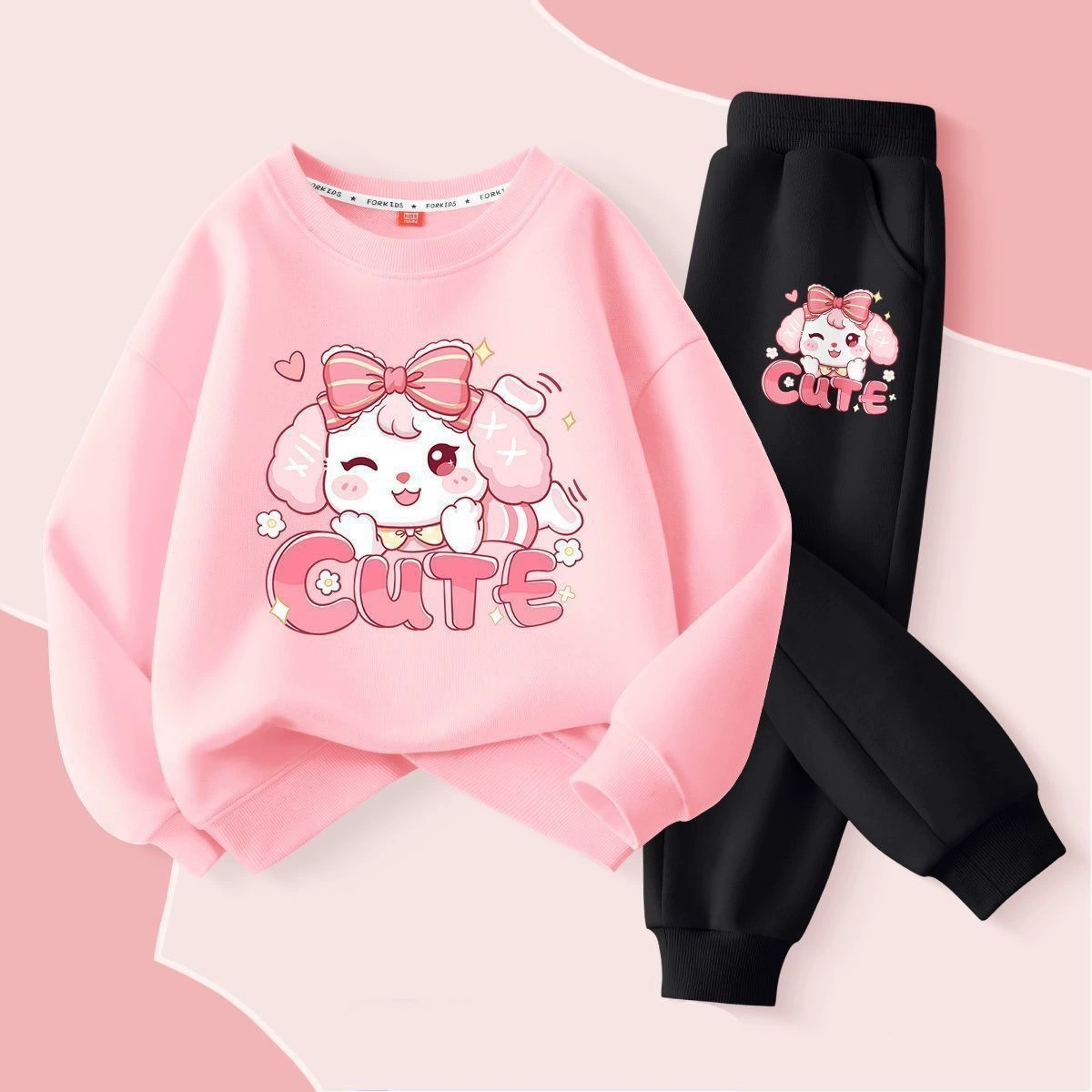 Girls’ Rabbit Sweatshirt & Jogger Pants Set