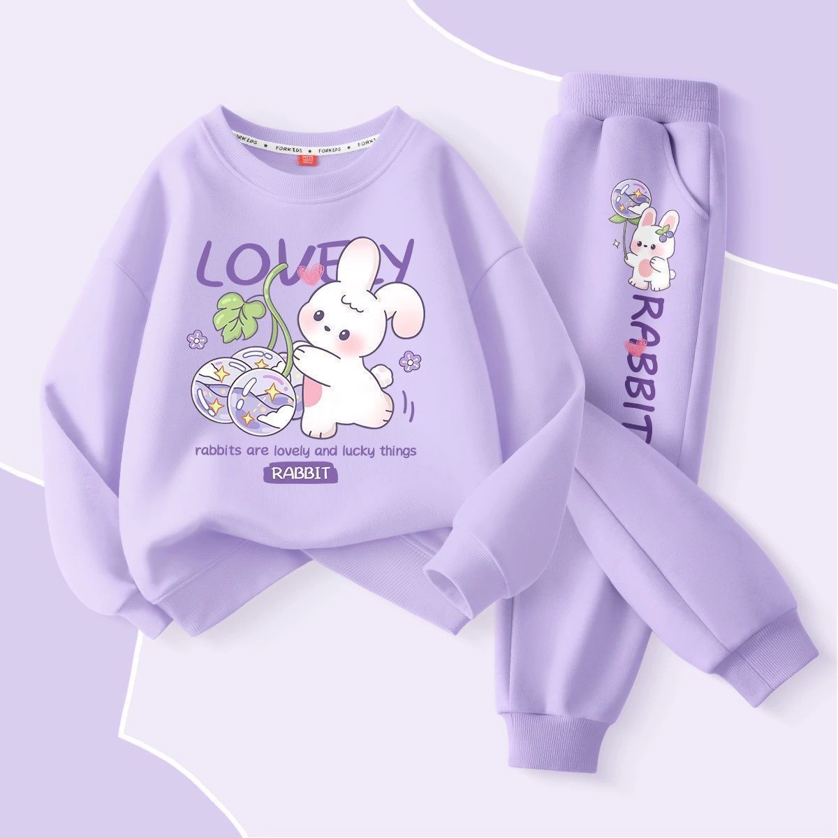 Girls’ Rabbit Sweatshirt & Jogger Pants Set