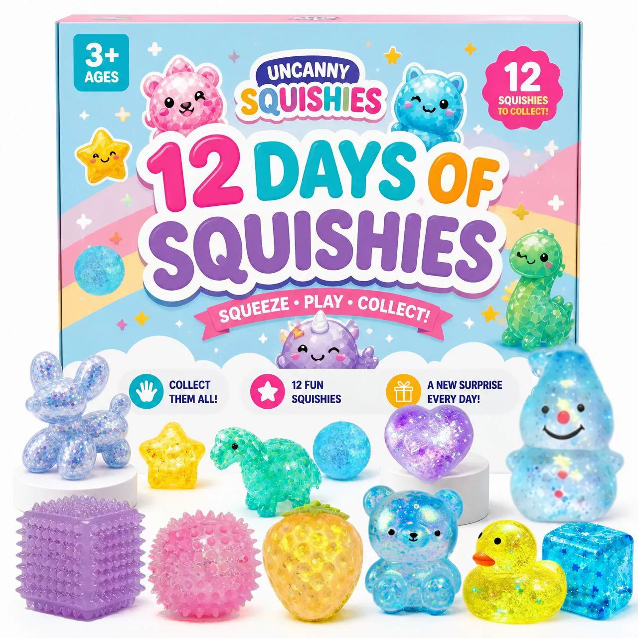 Squishy Advent Calendar – 12/24-Piece Mystery Sensory Fidget Toy Set