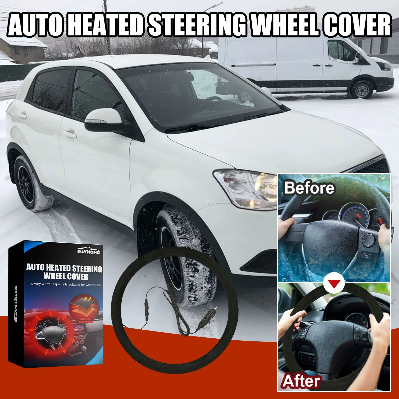 12V Heated Steering Wheel Cover