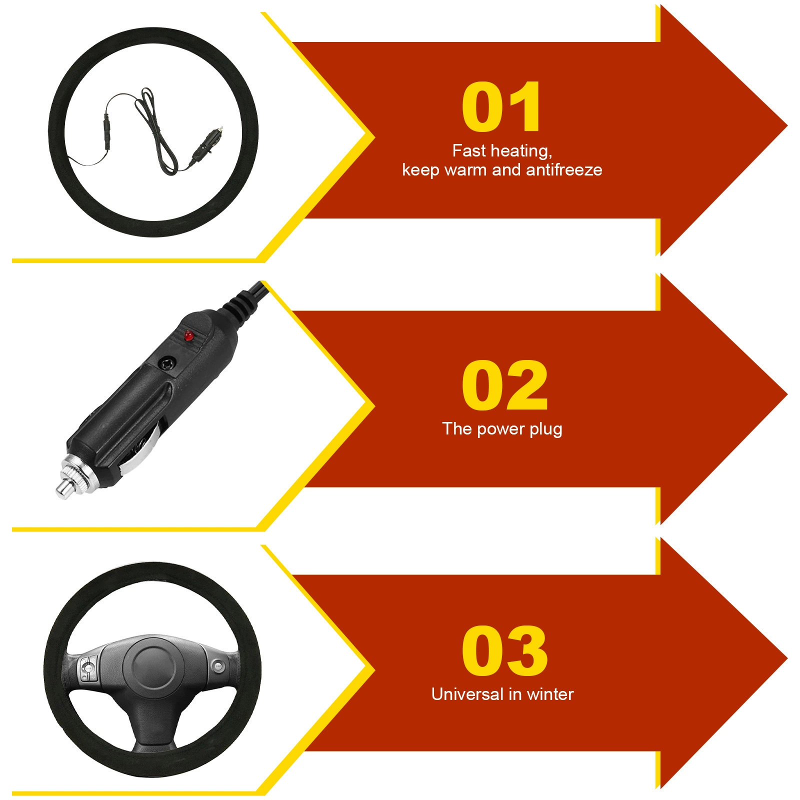 12V Heated Steering Wheel Cover