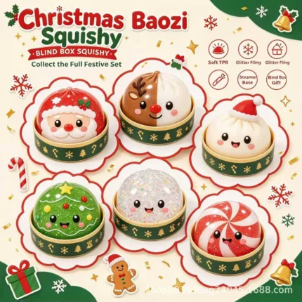 Christmas Character Squishy Blind Box – Glitter Jelly Sensory Toy