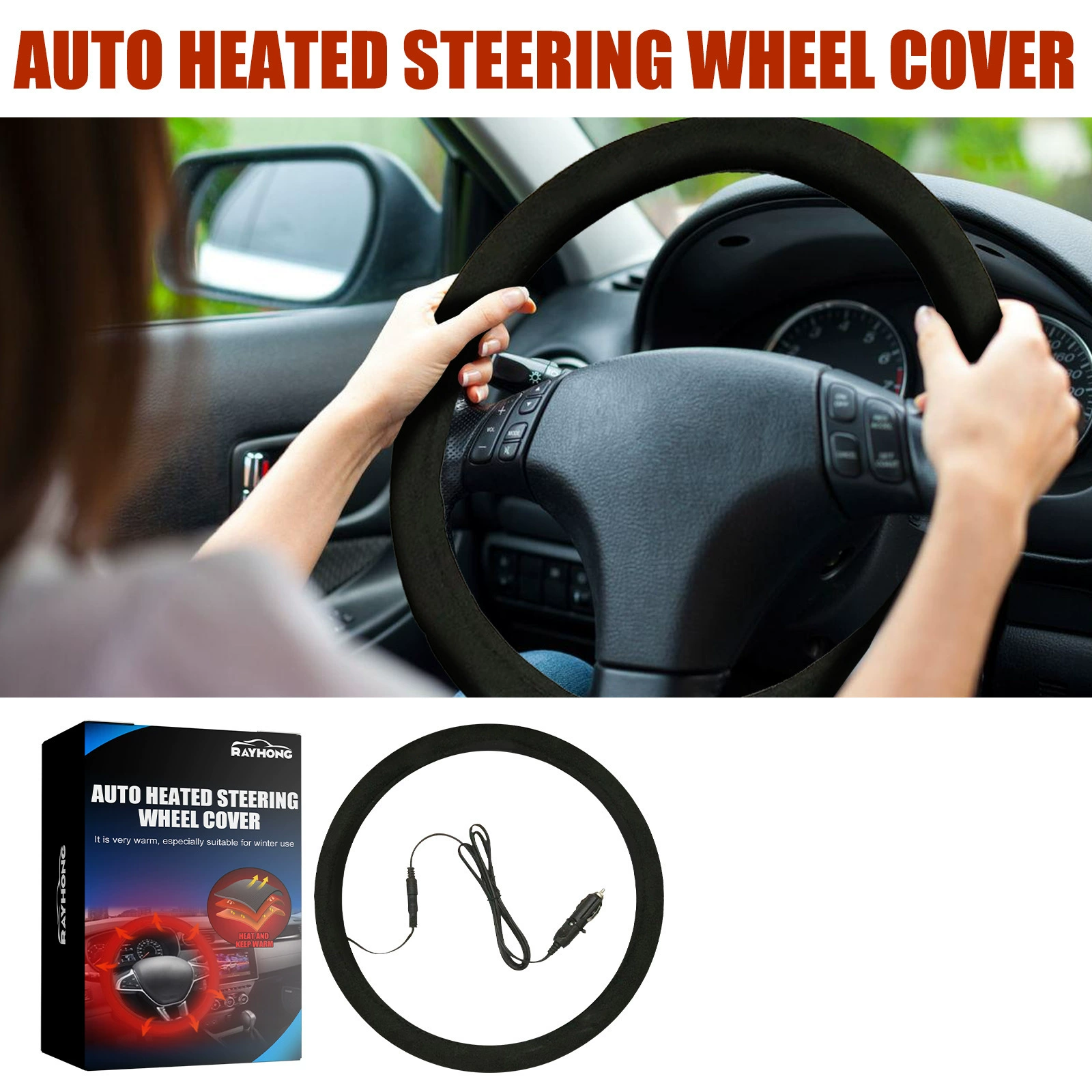 12V Heated Steering Wheel Cover