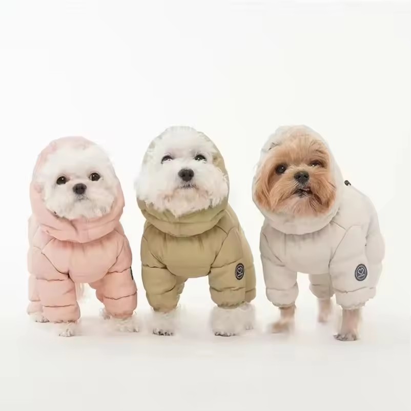 Padded Hooded Dog Snow Jacket – Warm Full-Body Winter Jumpsuit