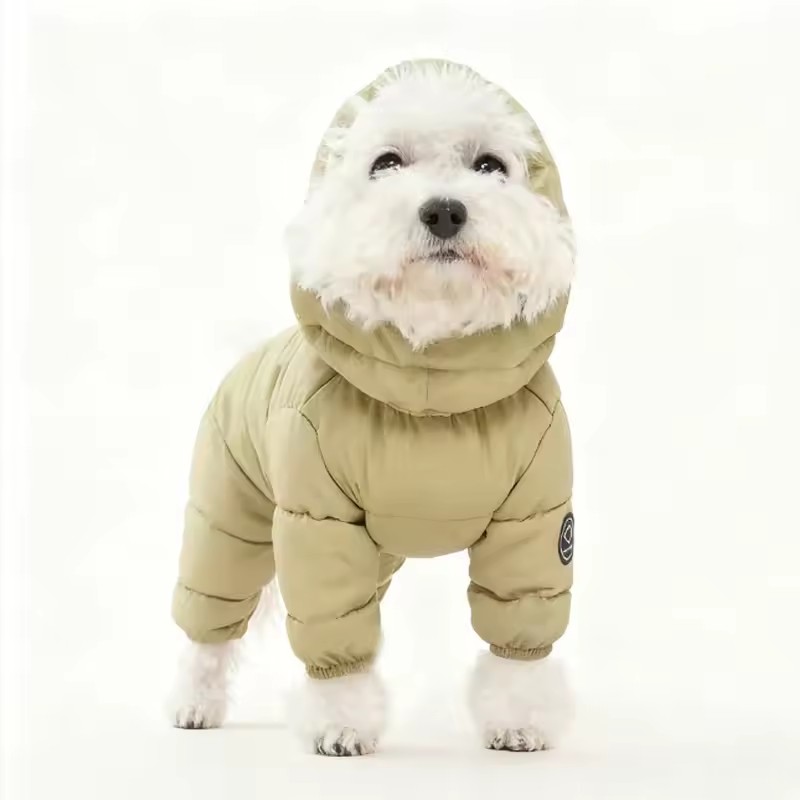 Padded Hooded Dog Snow Jacket – Warm Full-Body Winter Jumpsuit