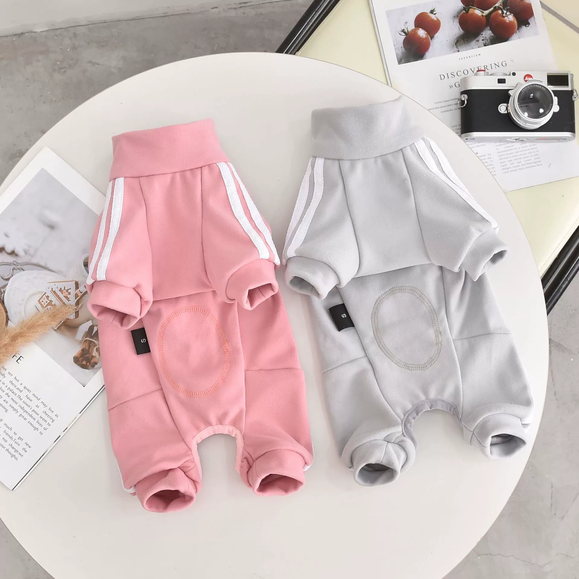 Pet Tracksuit Onesie for Dogs & Cats – Striped Sport Jumpsuit