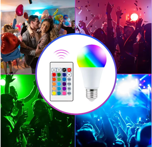 16-Color RGB LED Light Bulb with Remote
