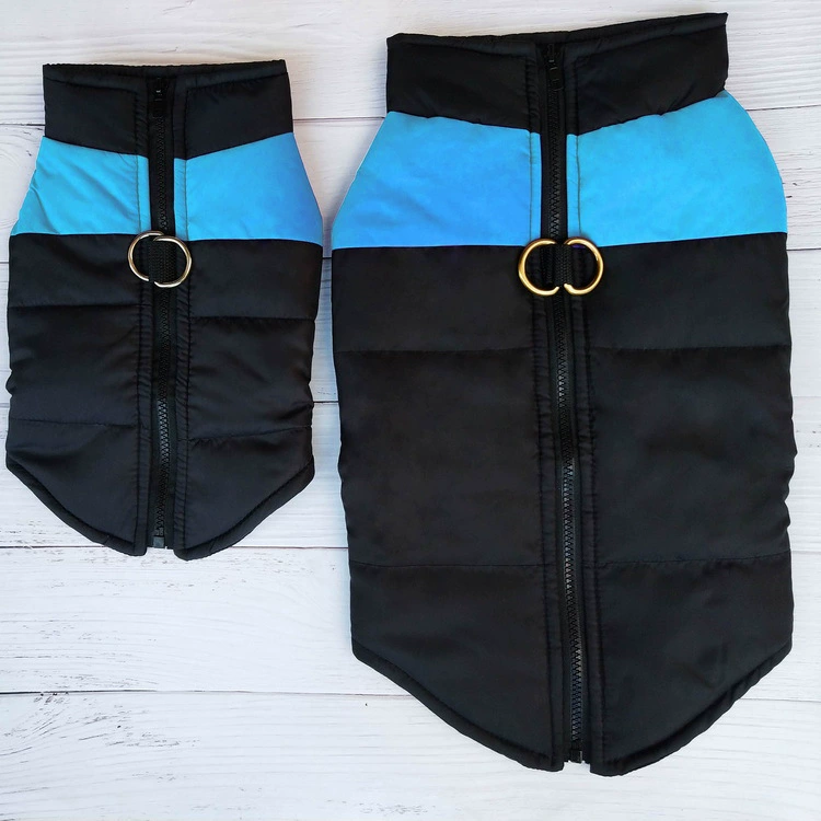 Quilted Dog Snow Jacket – Warm Padded Winter Vest with Leash Ring