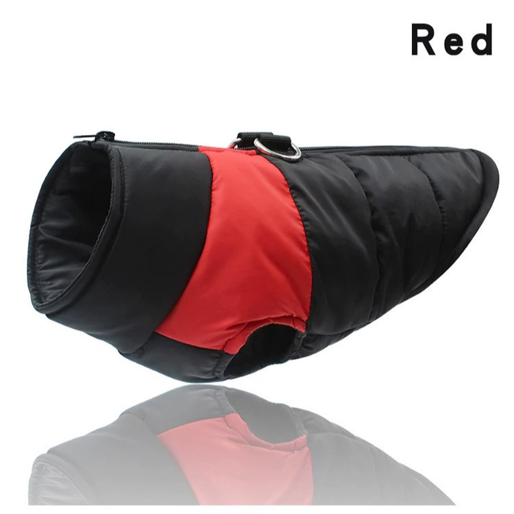 Quilted Dog Snow Jacket – Warm Padded Winter Vest with Leash Ring