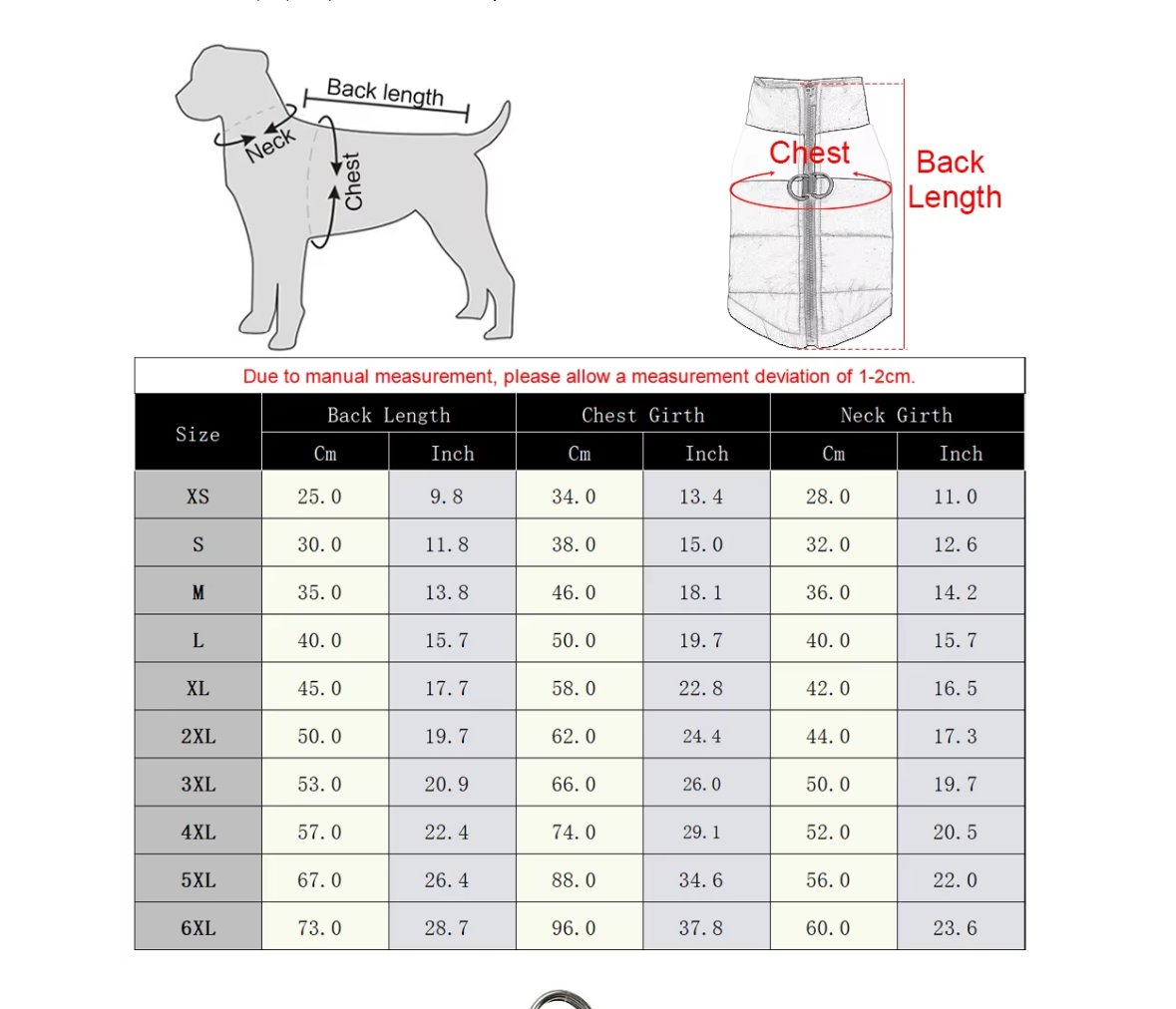 Quilted Dog Snow Jacket – Warm Padded Winter Vest with Leash Ring