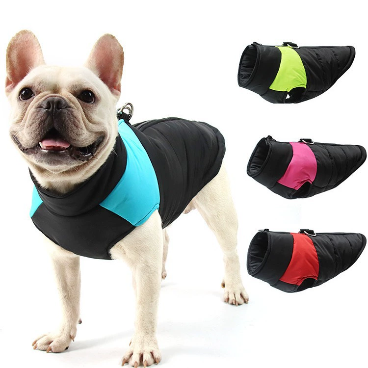Quilted Dog Snow Jacket – Warm Padded Winter Vest with Leash Ring