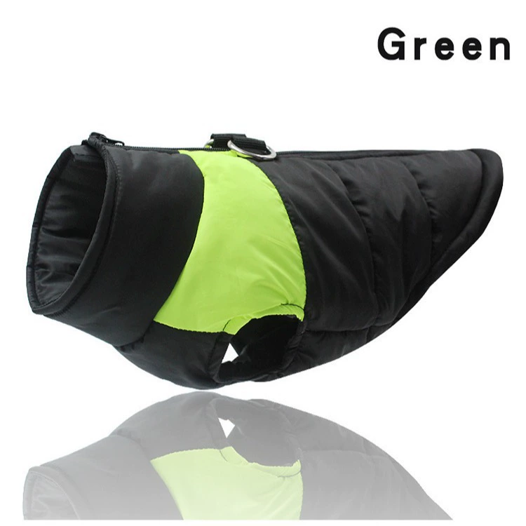 Quilted Dog Snow Jacket – Warm Padded Winter Vest with Leash Ring